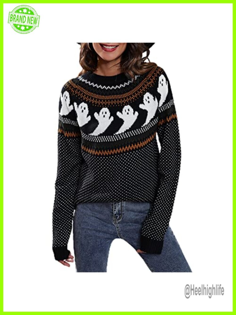 Women's Leopard Print Knit Pullover Sweater Long Sleeve Crew Neck